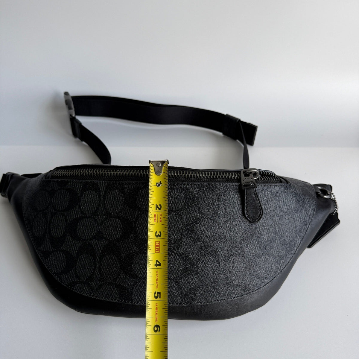 Coach Warren Belt Charcoal Black Signature Canvas Fanny Pack 78777