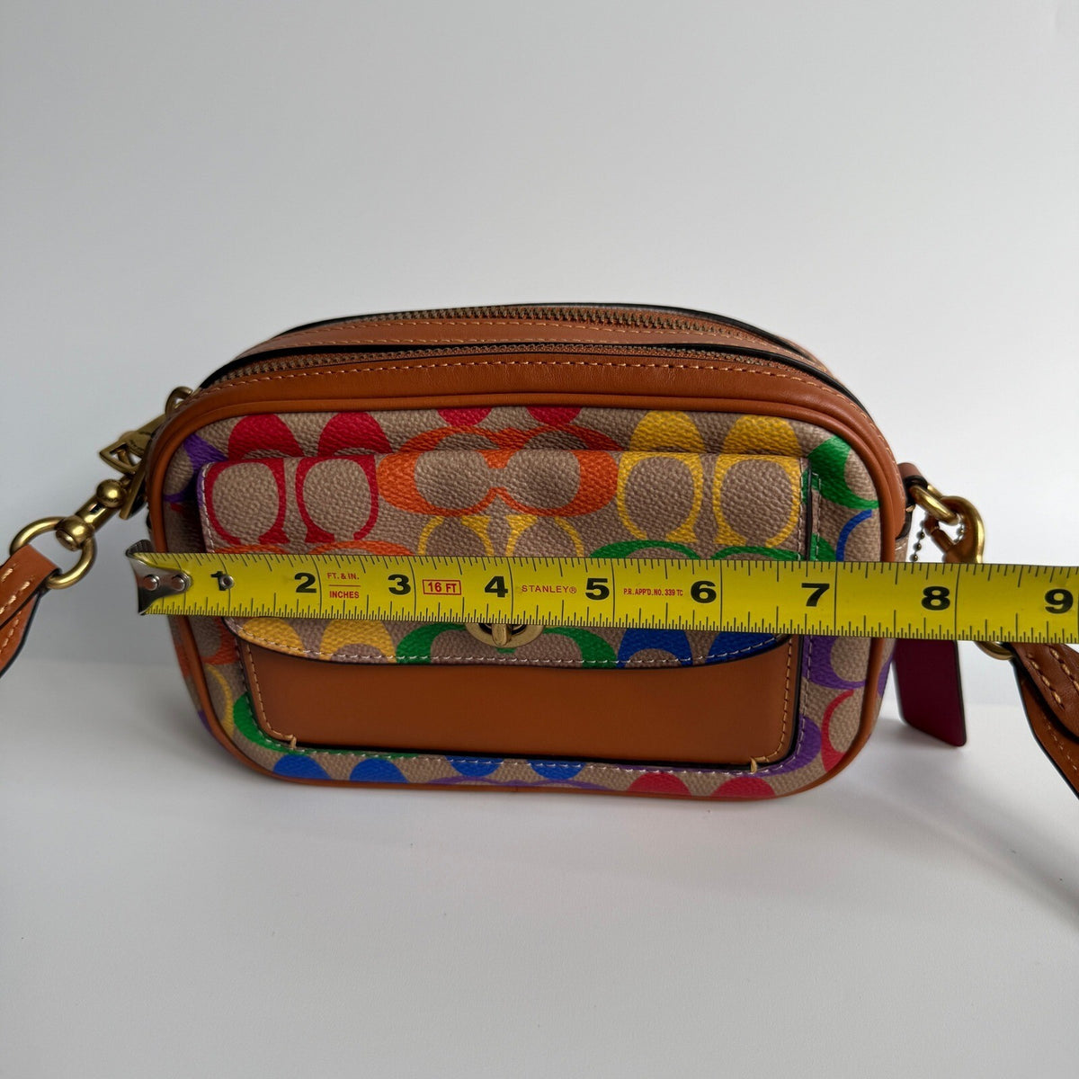 Coach Pride Willow Camera Bag Rainbow Tan Multi Canvas Crossbody C5143
