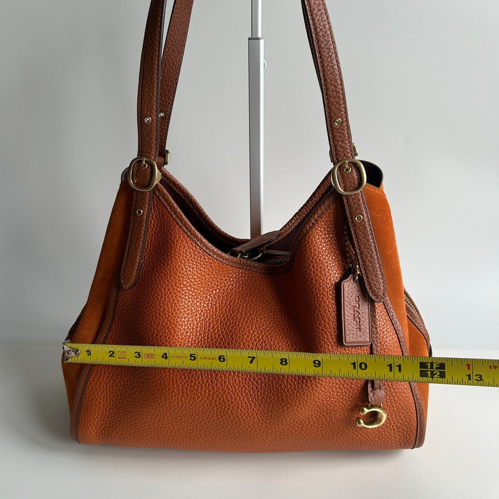 Coach Lori Shoulder Bag Canyon Burnt Orange Mixed Leather Suede C5265