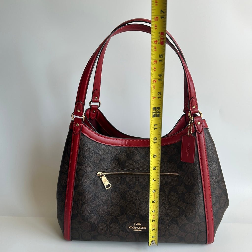Coach Kristy Shoulder Bag Brown Red Signature Canvas C6232