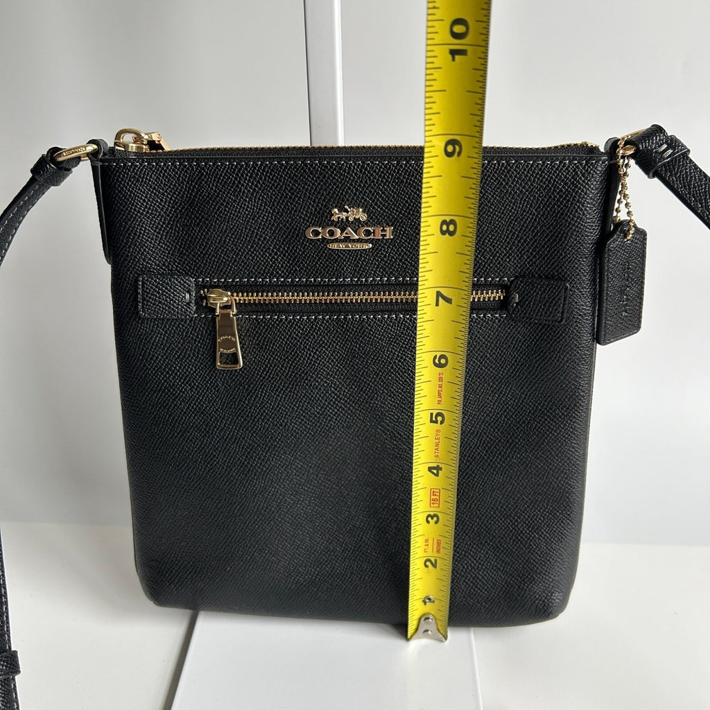 Coach Mini Rowan File Crossbody Shoulder Bag Black Crossgrain Leather CE871