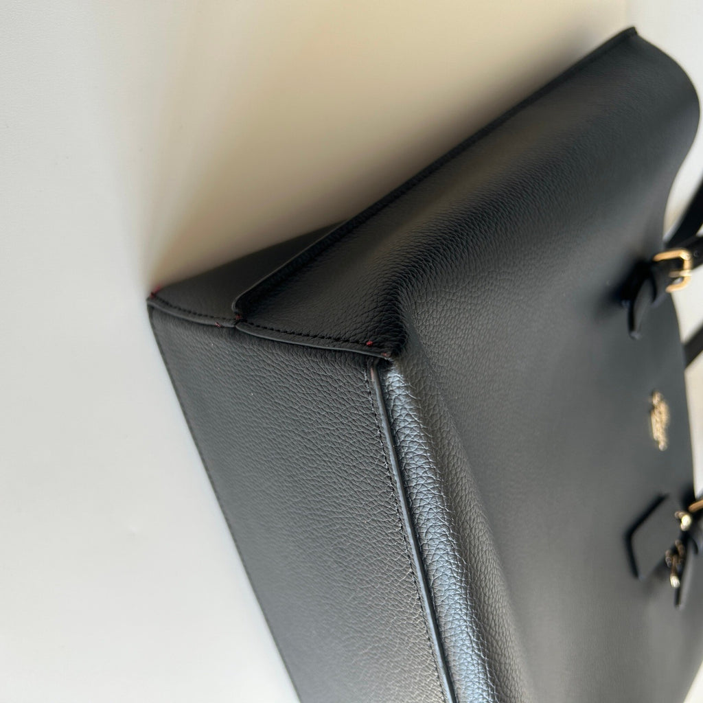 Coach Mollie Tote 1671 Black Pebbled Leather Large Bag
