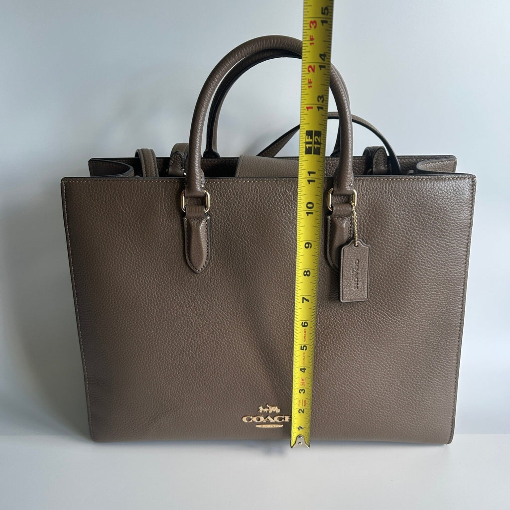Coach Maggie Dark Stone Pebbled Leather Shoulder Bag CY666