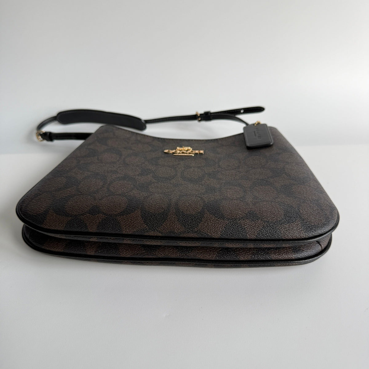 Coach Penelope Shoulder Bag Brown Black Signature Canvas CO953