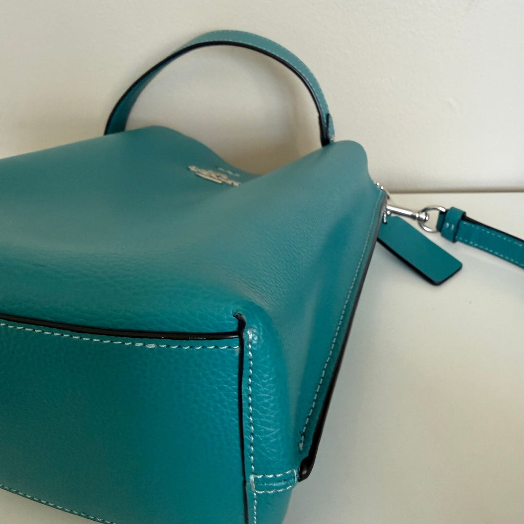 Coach Mollie Bucket Bag 22 Teal Pebble Leather CA177 Crossbody Shoulder Bag
