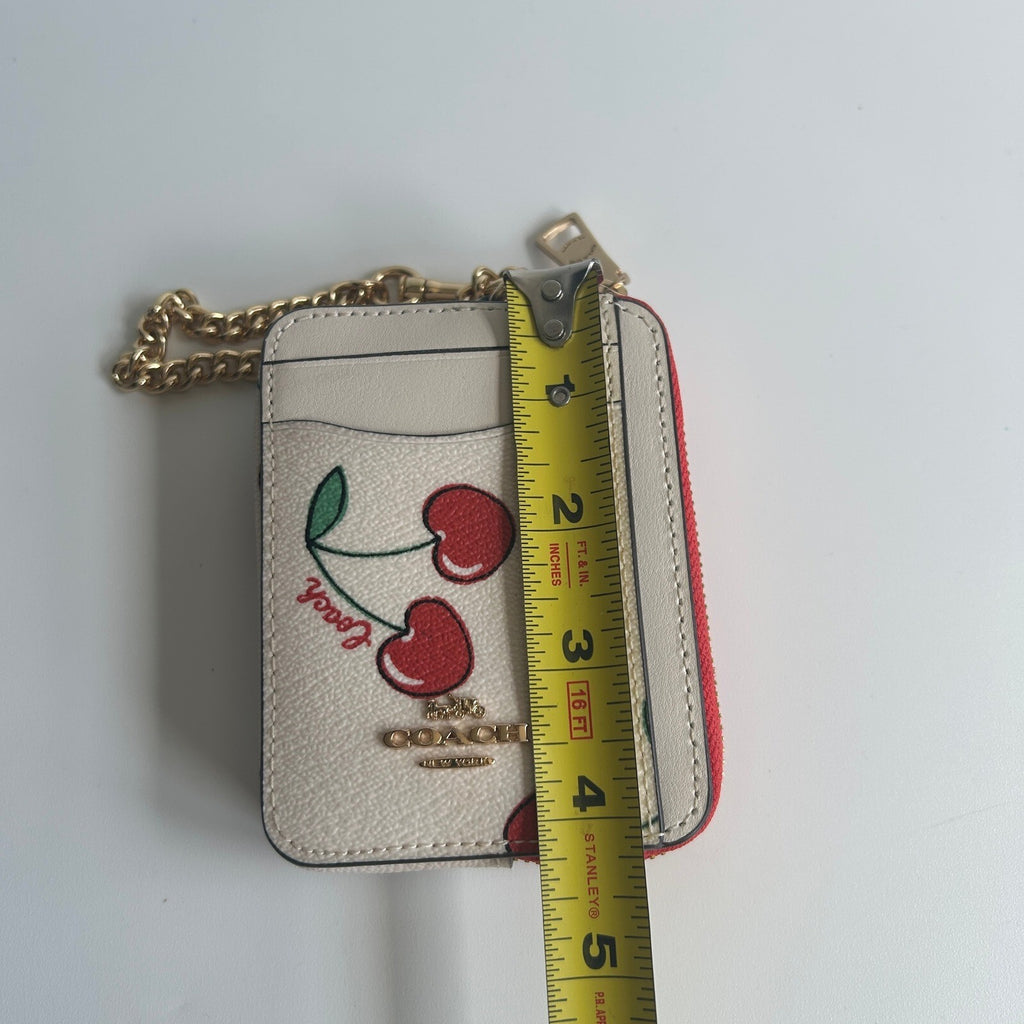 Coach Zip Card Case Chalk Multi Leather Wallet CF409