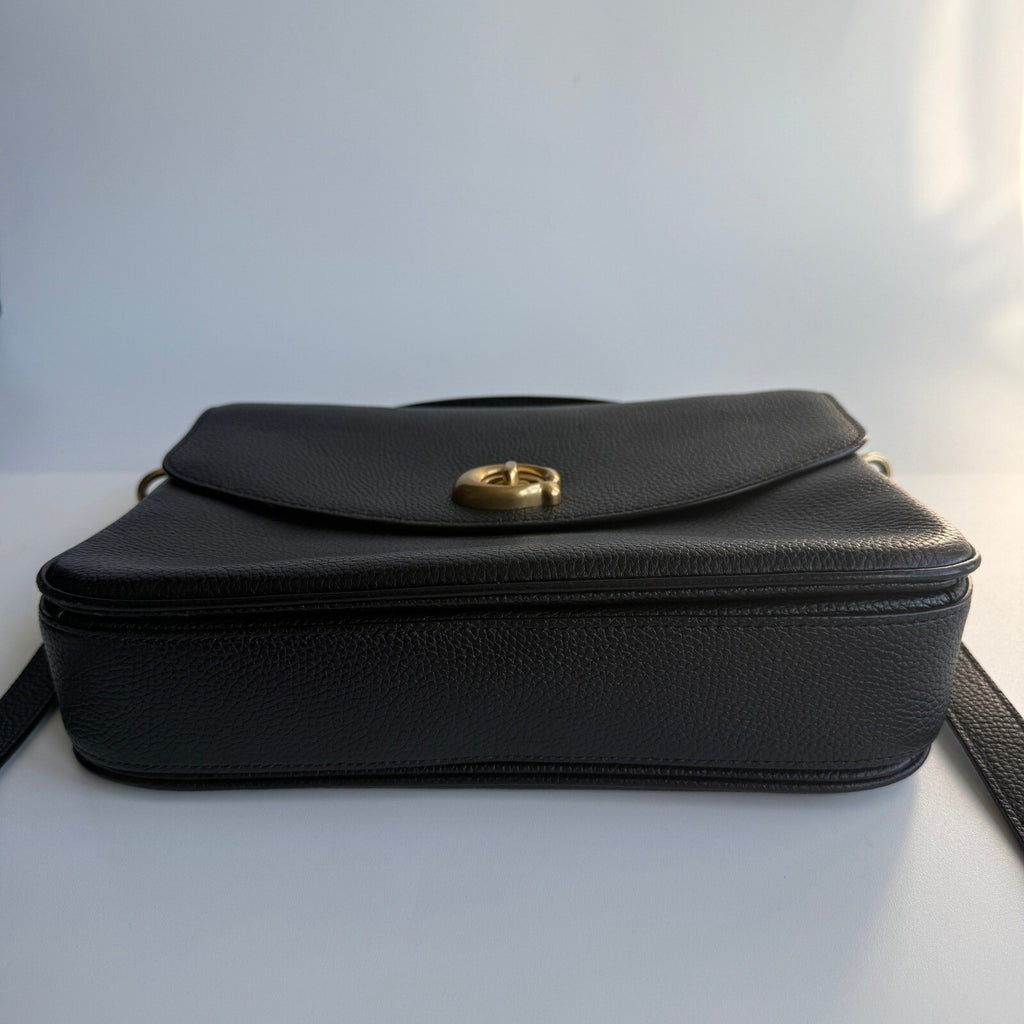 Coach Cassie 19 Black Polished Pebble Leather Crossbody Bag CV437