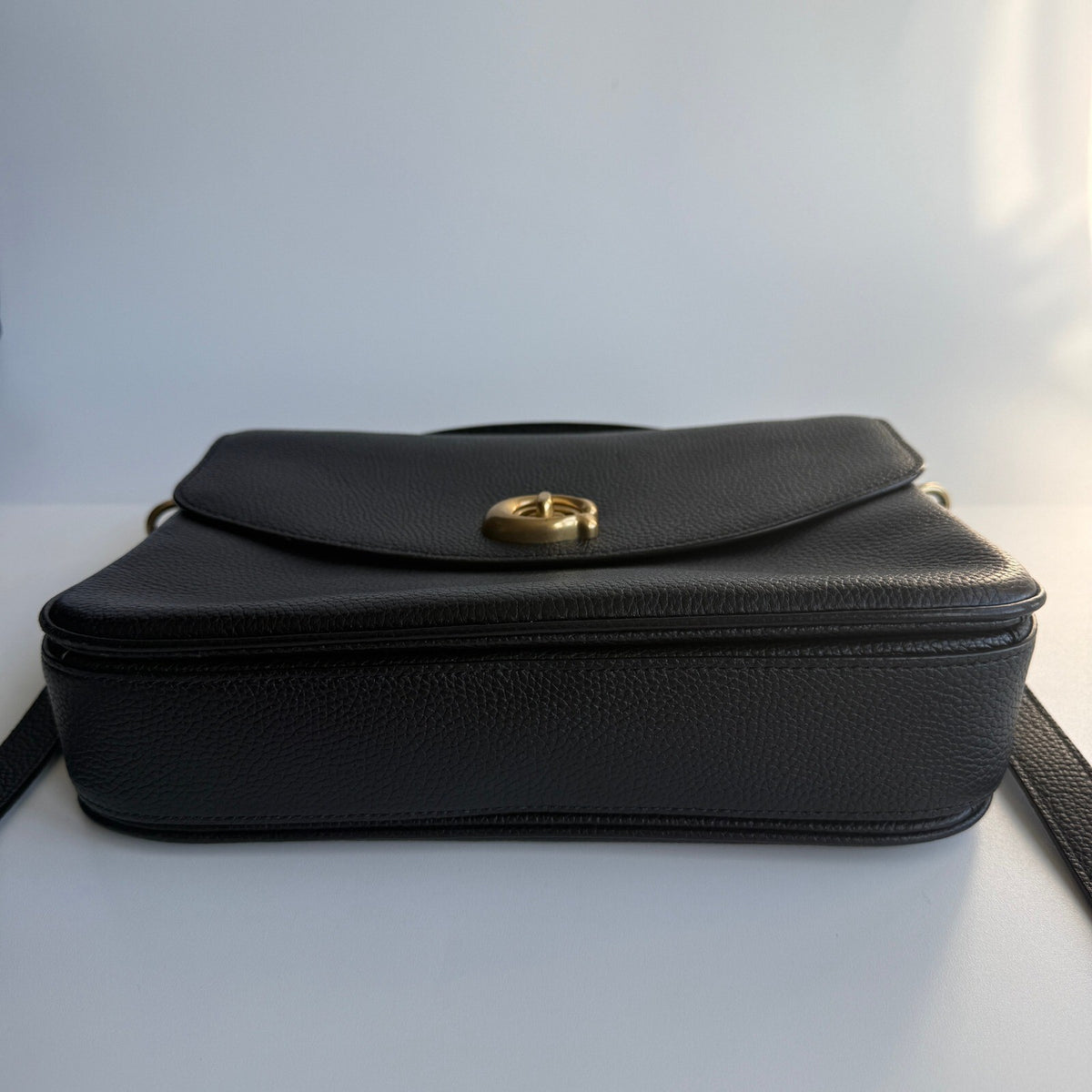 Coach Cassie 19 Black Polished Pebble Leather Crossbody Bag CV437