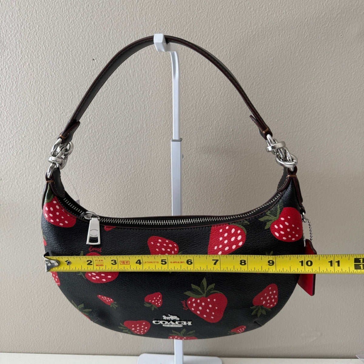 Coach Payton Hobo Black Multi Coated Canvas Strawberry Bag CH330