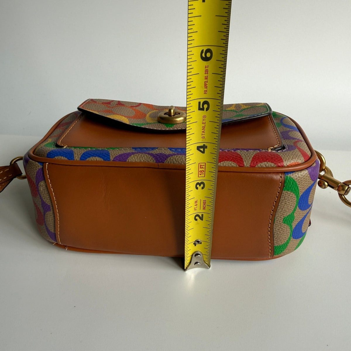 Coach Pride Willow Camera Bag Rainbow Tan Multi Canvas Crossbody C5143