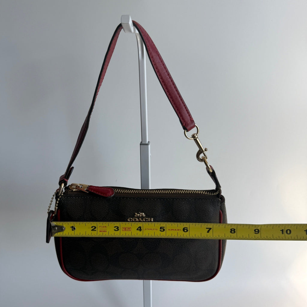 Coach Nolita 19 Brown Red Signature Canvas Shoulder Bag C3308