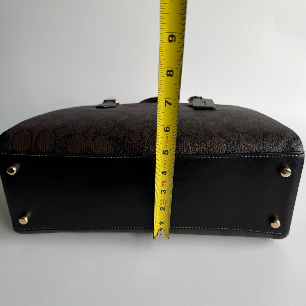Coach Darcie Carryall Brown Black Signature Canvas Satchel CH488