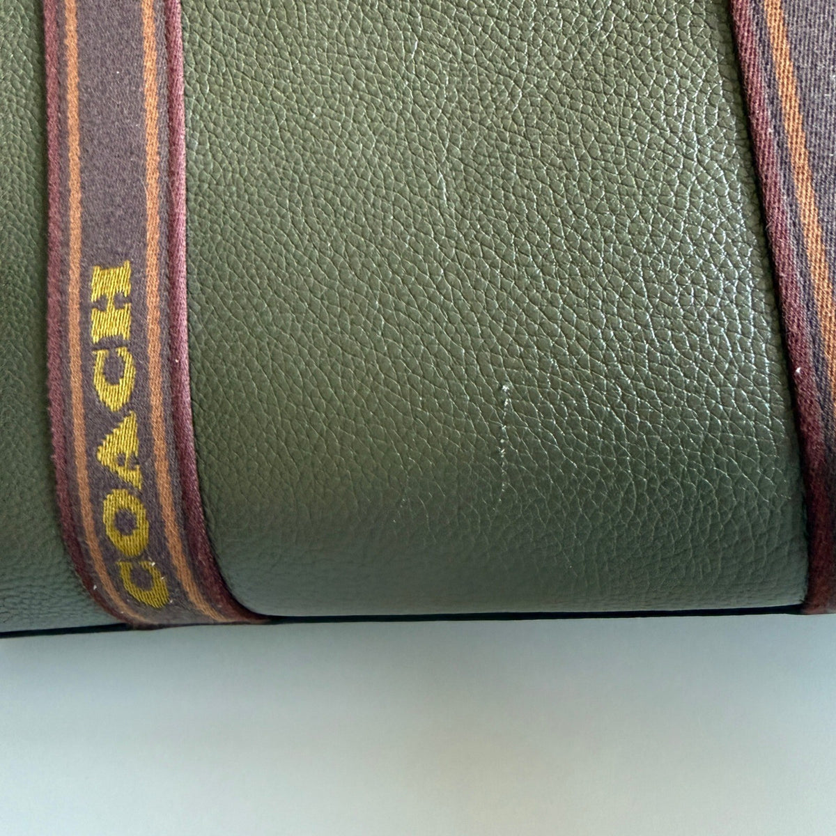 Coach Smith Olive Drab Green Pebble Leather Large Tote Bag CM716