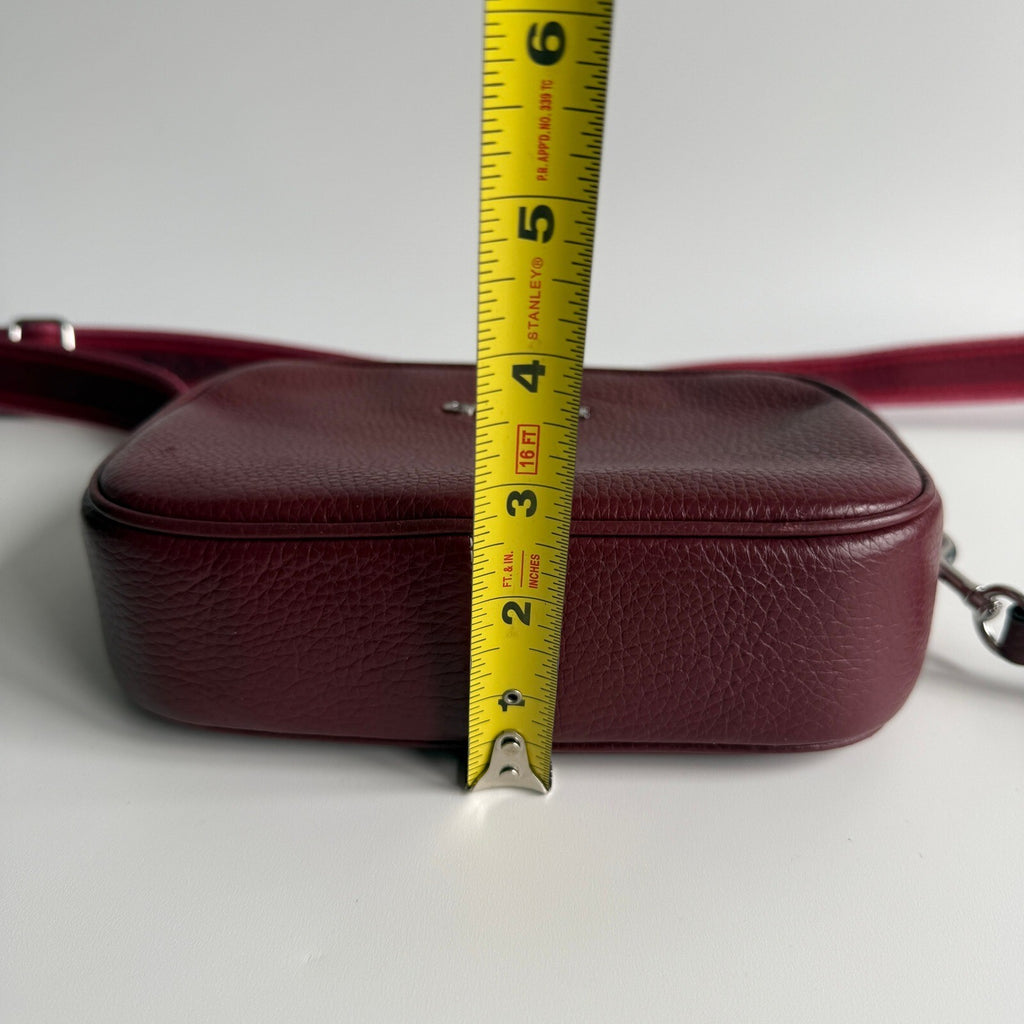 Coach Mini Jamie Camera Bag Burgundy Pebbled Leather Crossbody CH689