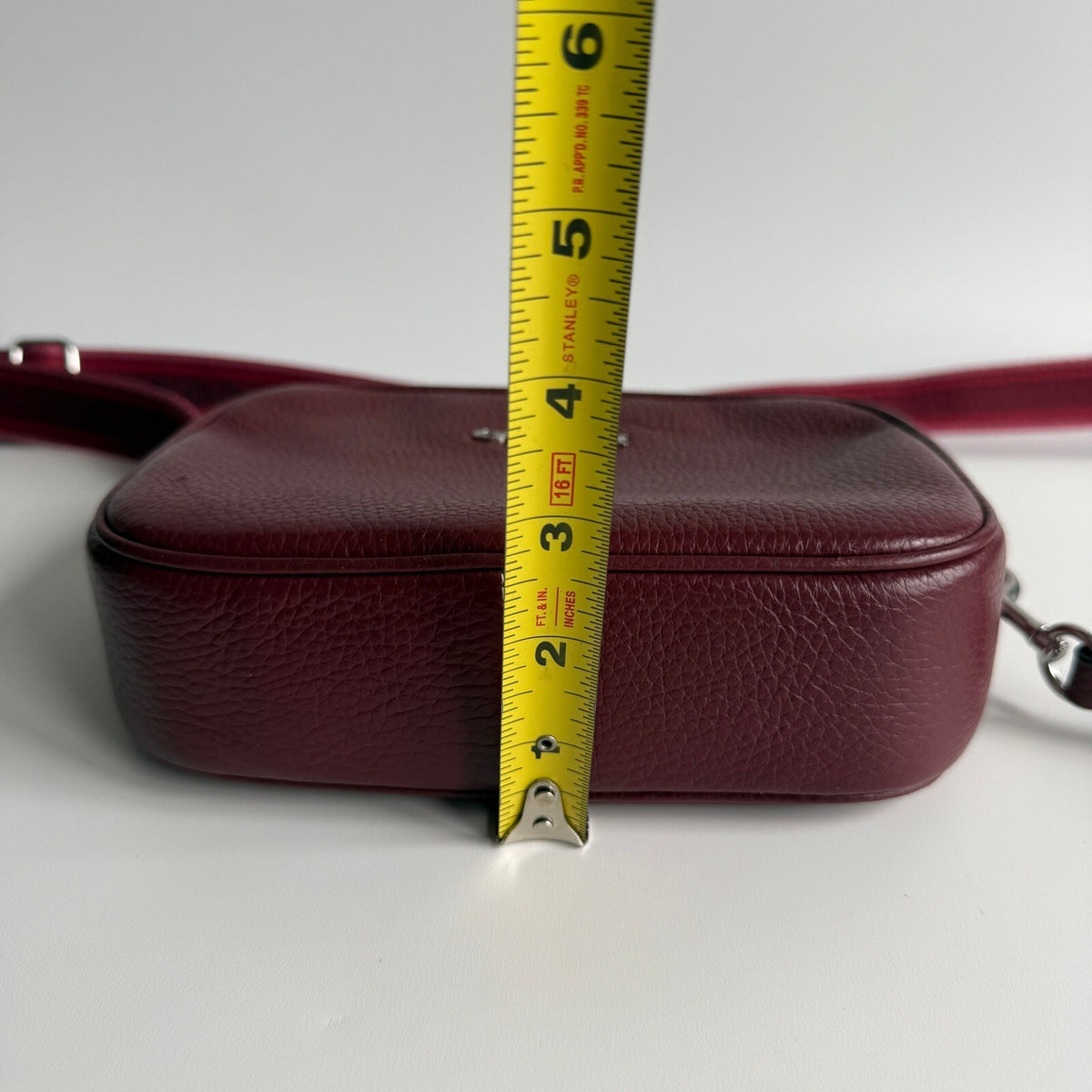 Coach Mini Jamie Camera Bag Burgundy Pebbled Leather Crossbody CH689