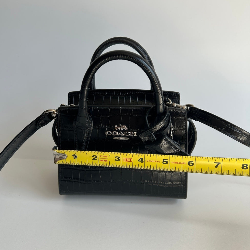 Coach Andrea Mini Carryall Black Croc Embossed Leather Satchel CR209