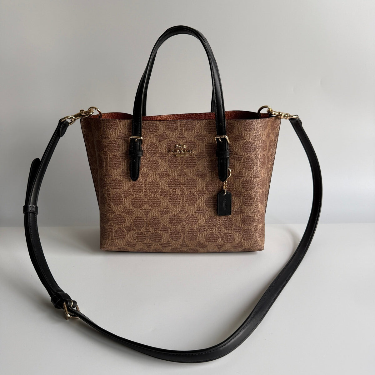 Coach Mollie Tote 25 Khaki Brown Signature Canvas Bag C4250