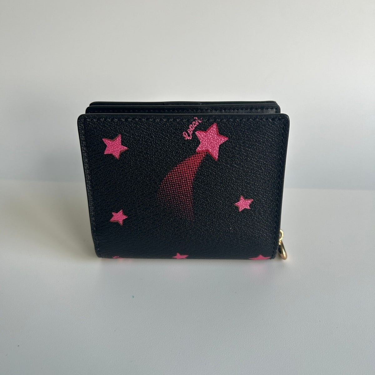 Coach Snap Wallet Black Celestial Disco Star Print Leather C7297