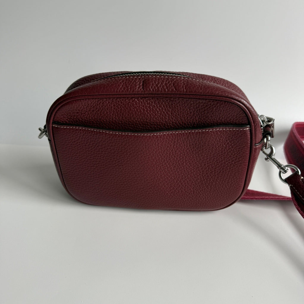 Coach Mini Jamie Camera Bag Burgundy Pebbled Leather Crossbody CH689