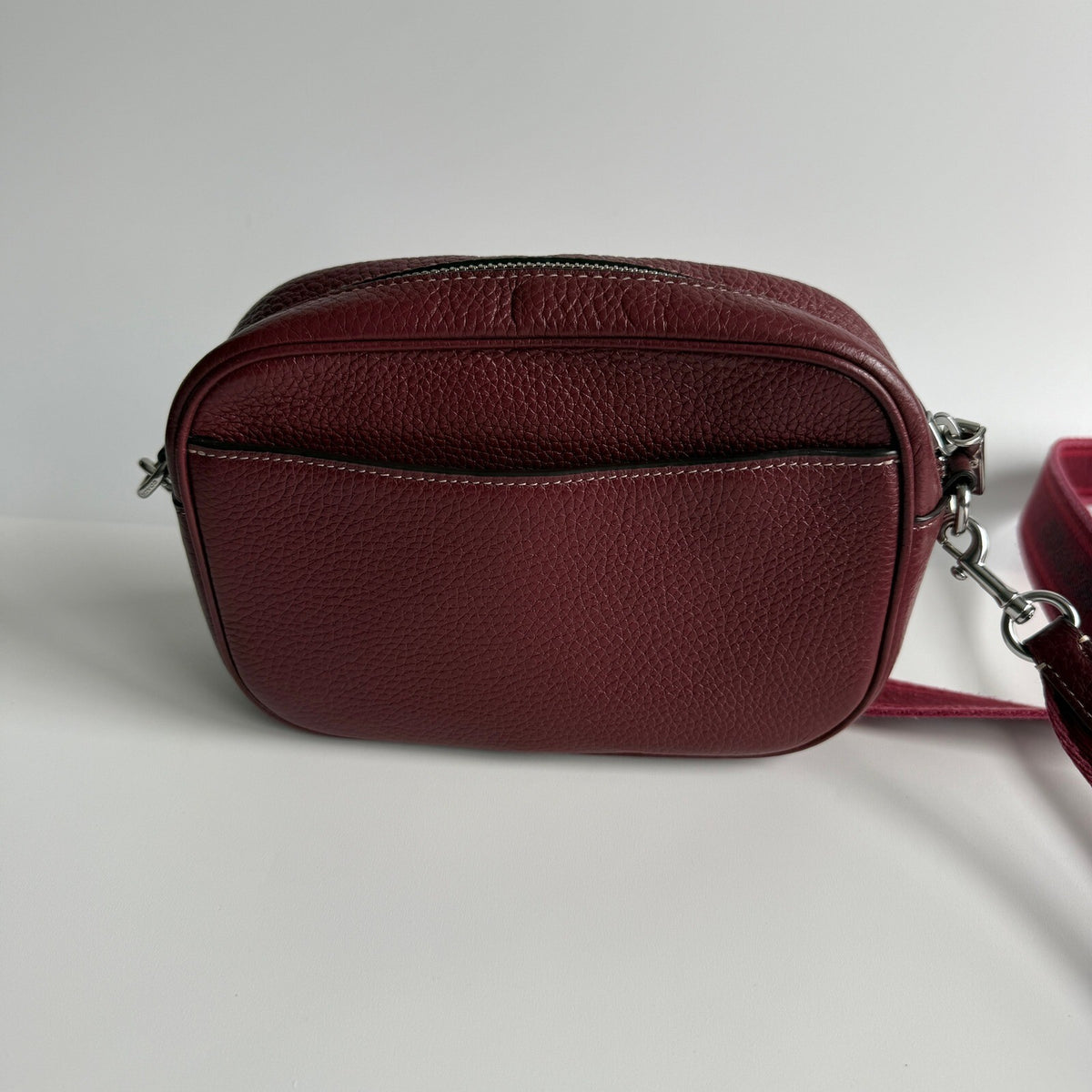 Coach Mini Jamie Camera Bag Burgundy Pebbled Leather Crossbody CH689