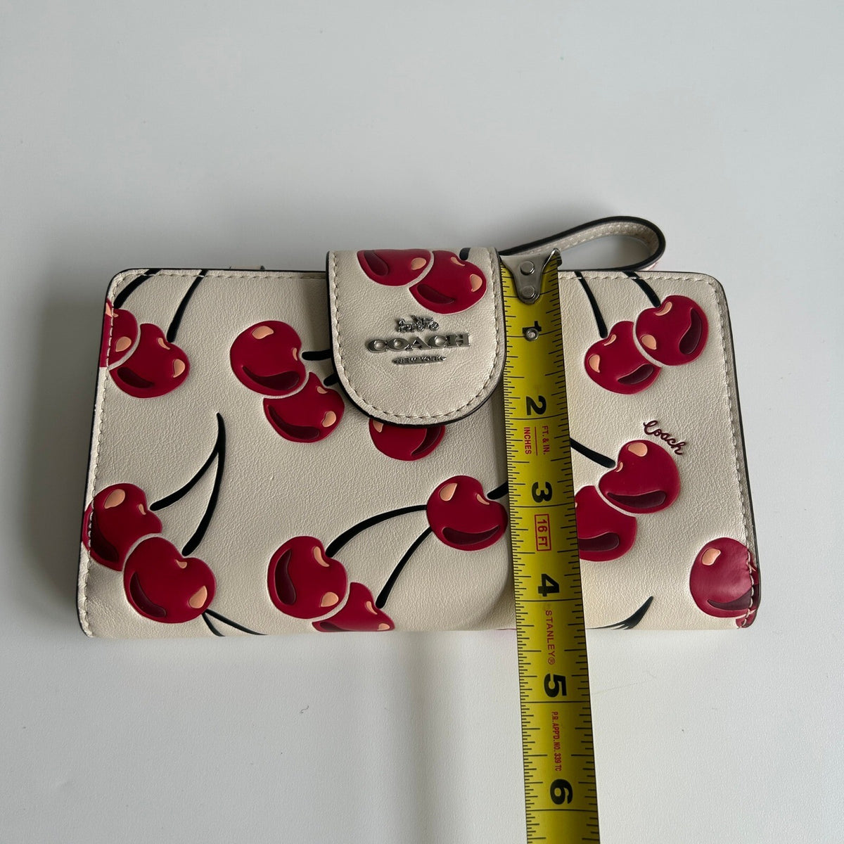 Coach Phone Wallet Cherry Print Chalk Multi Leather Wristlet CZ331