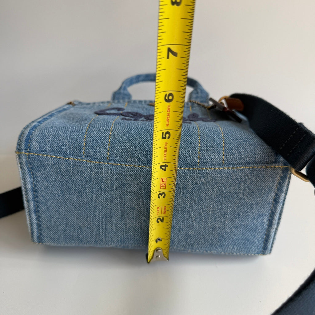 Coach Mini Cargo Tote Bag 20 Indigo Blue Denim Crossbody CZ100