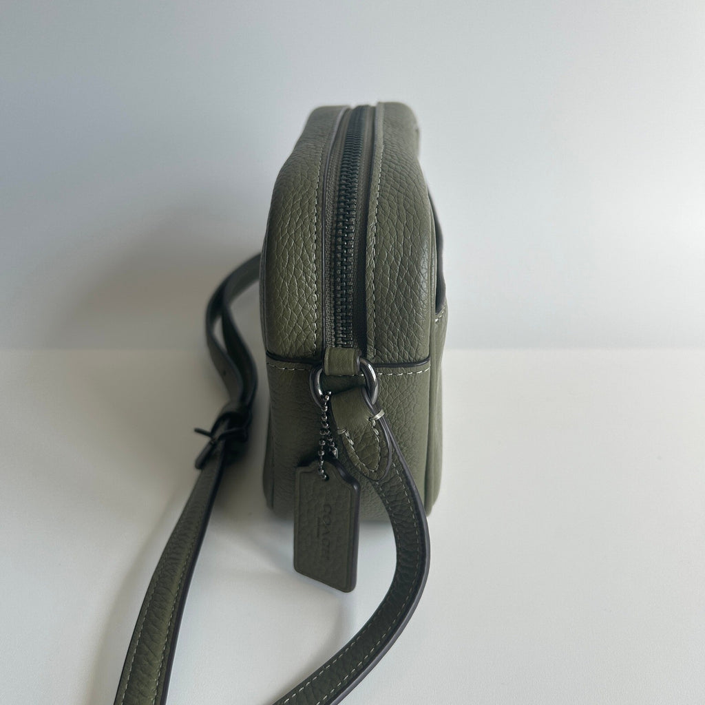 Coach Mini Jamie Camera Bag Olive Green Pebbled Leather Crossbody CQ875