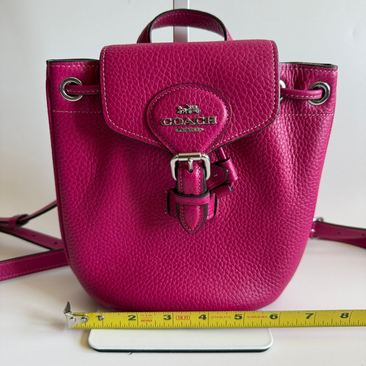 Coach Amelia Mini Backpack Fuchsia Pink Pebbled Leather CL408 Convertible Bag