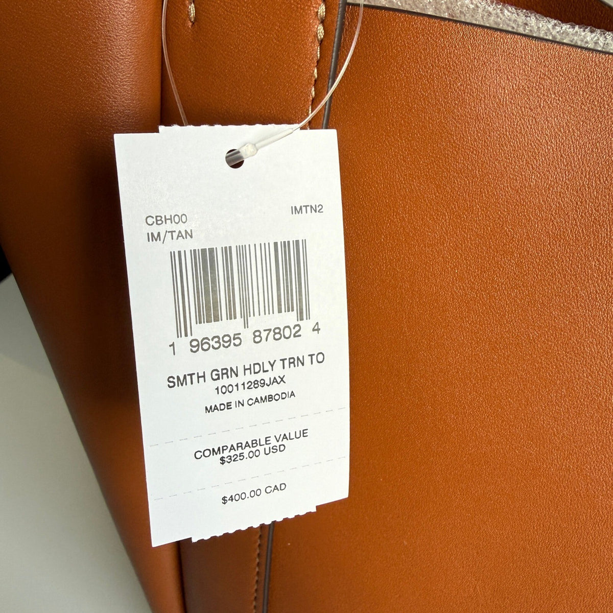 Coach Hadley Turnlock Tote Tan Gold Leather Bag CBH00