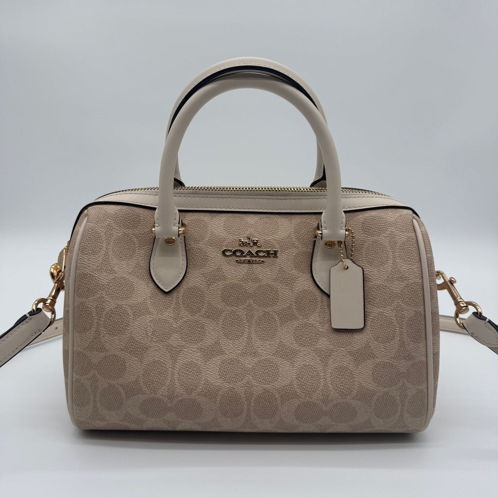 Coach Rowan Satchel Sand Chalk Signature Canvas Bag CV961 Crossbody Handbag