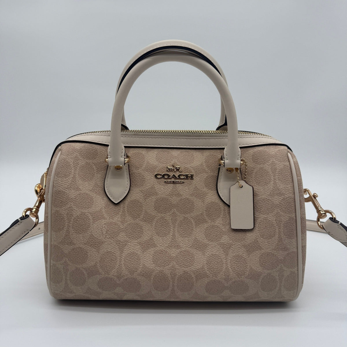 Coach Rowan Satchel Sand Chalk Signature Canvas Bag CV961 Crossbody Handbag
