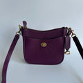 Coach Chaise Crossbody 19 Plum Pebble Leather Bag CC390