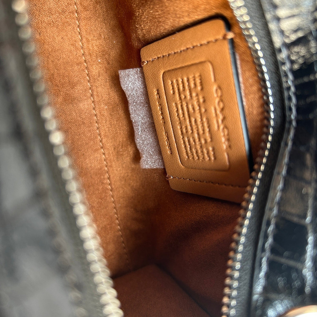 Coach Andrea Mini Carryall Black Croc Embossed Leather Satchel CR209