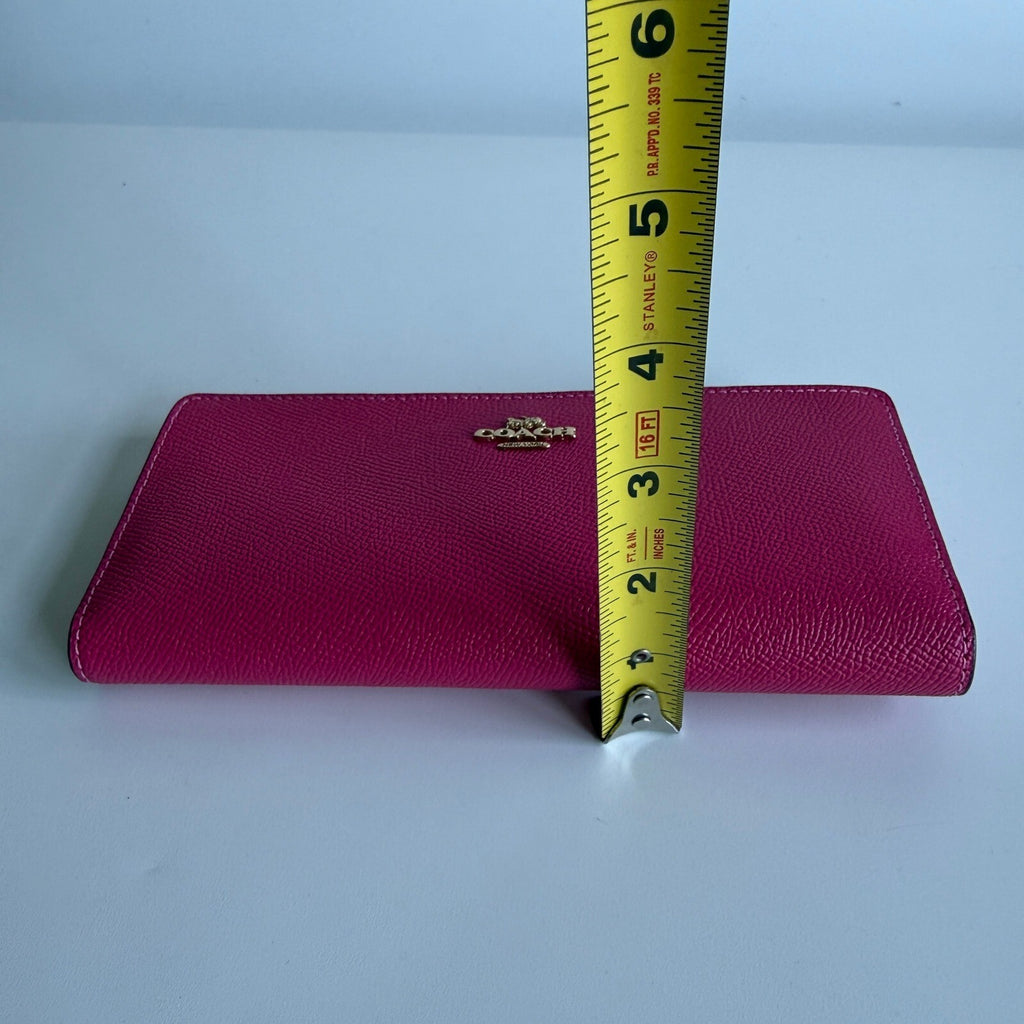 Coach Slim Wallet Bold Pink Crossgrain Leather Long Clutch C3440