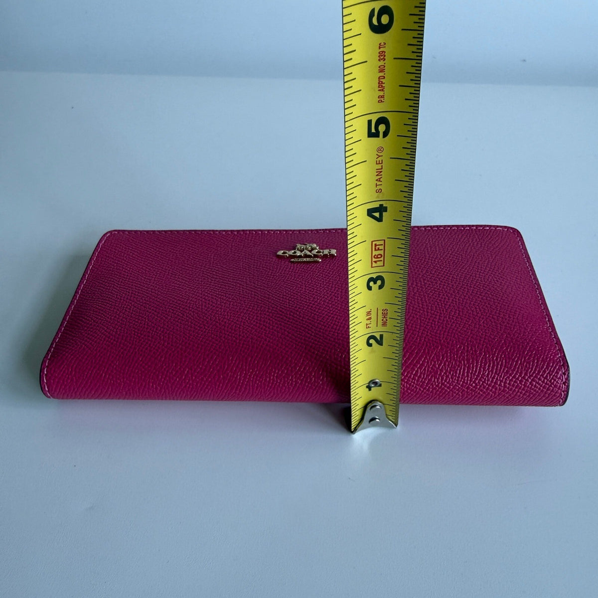 Coach Slim Wallet Bold Pink Crossgrain Leather Long Clutch C3440