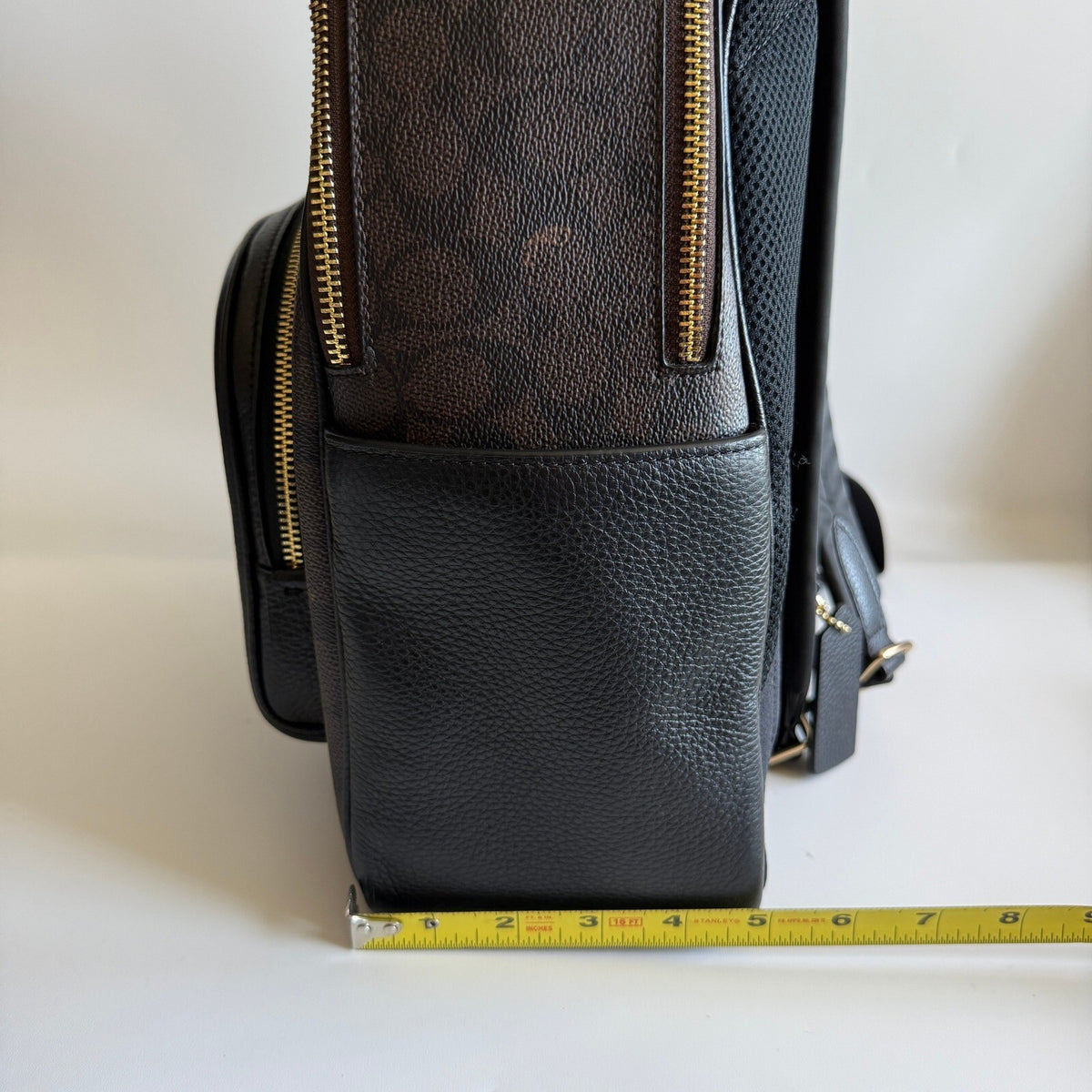 Coach Large Court Backpack Brown Black Signature Canvas Leather CZ175