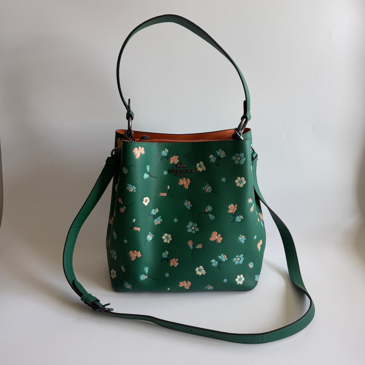 Coach Town Bucket Bag Green Multi Leather Mystical Floral C8214 Crossbody