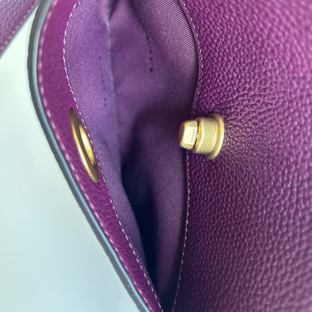 Coach Chaise Crossbody 19 Plum Pebble Leather Bag CC390