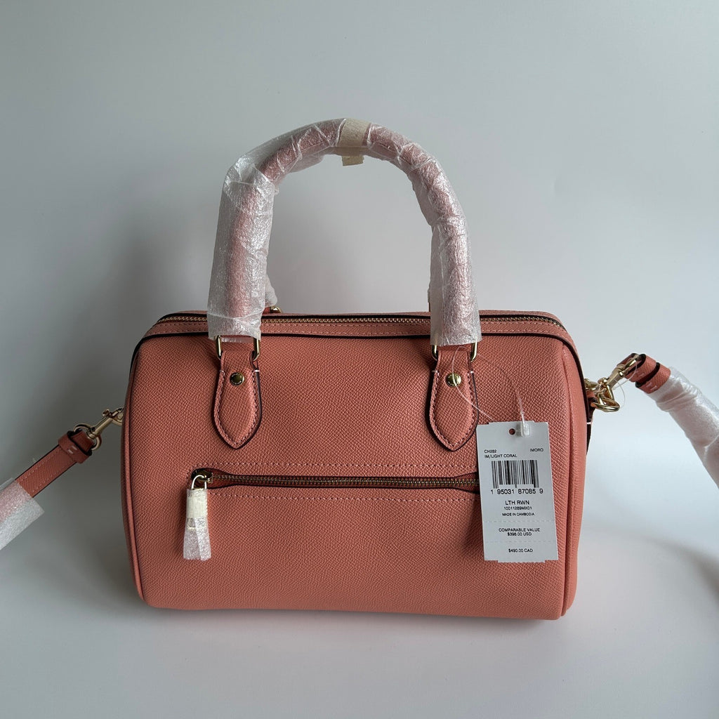 Coach Rowan Satchel Light Coral Crossgrain Leather Bag CH282