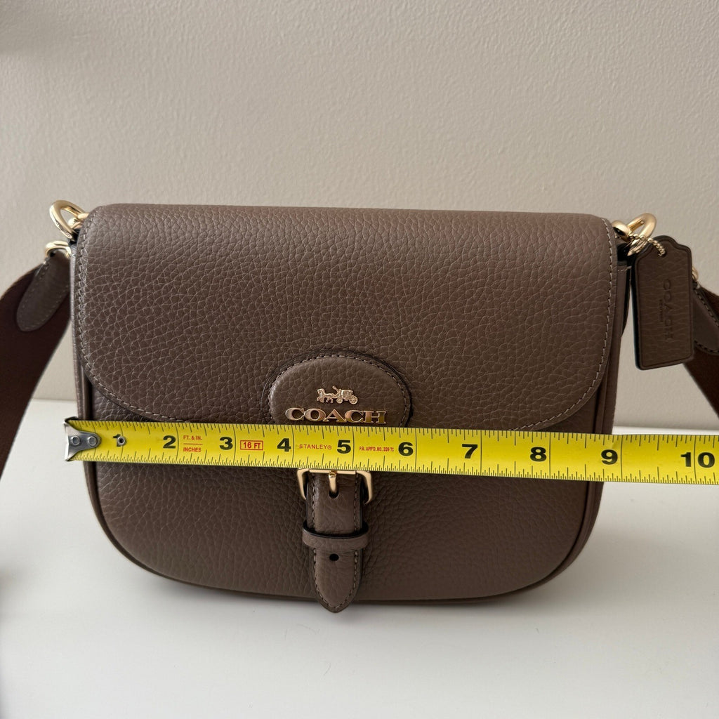Coach Amelia Saddle Bag Dark Stone Leather Crossbody CP107