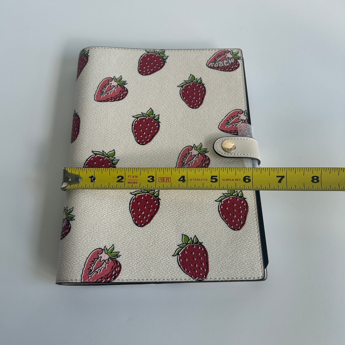 Coach Notebook Signature Canvas Strawberry Print Chalk Multi Leather Cover CH481