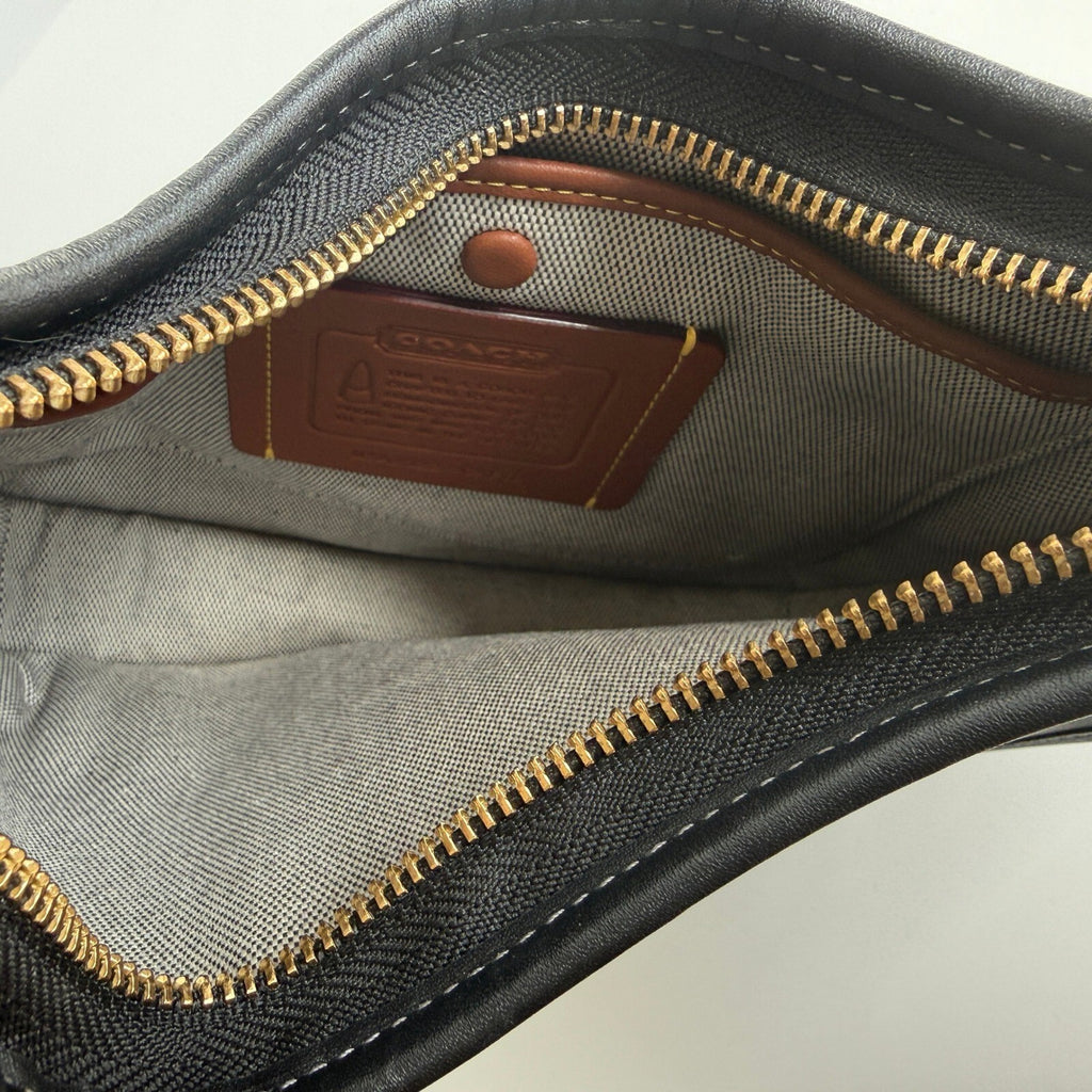 Coach Curve Zip Shoulder Bag Black Glovetanned Leather CAF110
