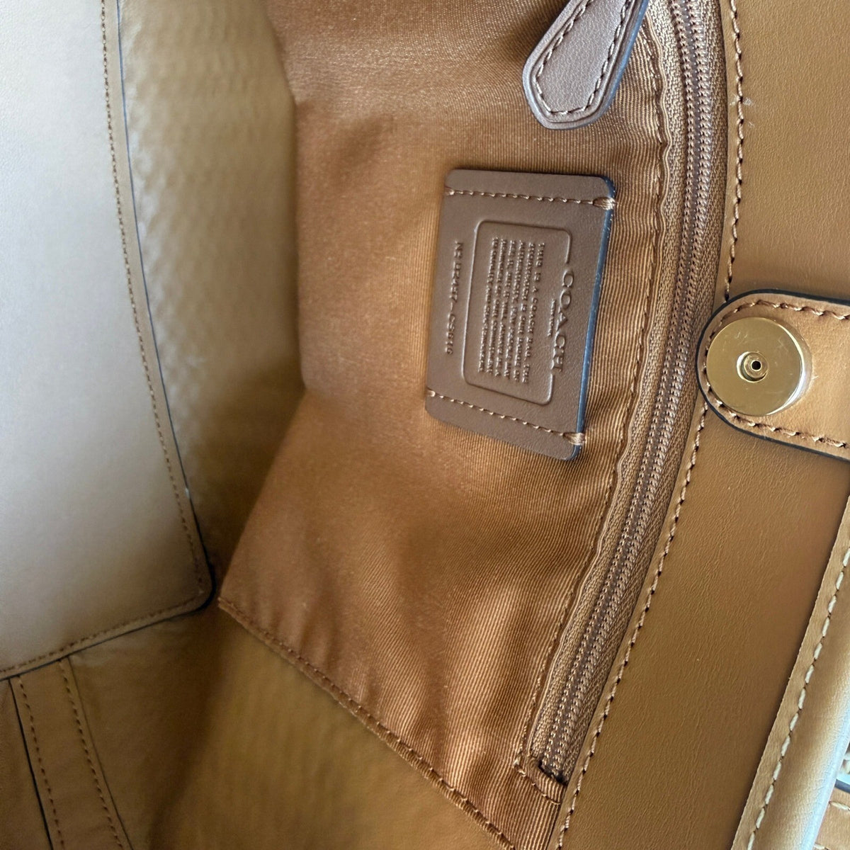 Coach Mini City Tote Latte Multi Straw Smooth Leather Bag CS616