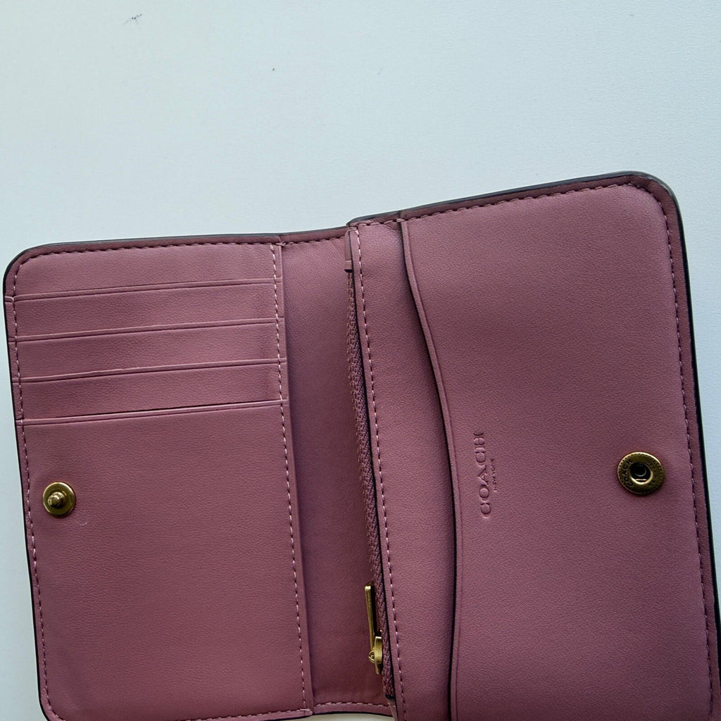 Coach Essential Slim Card Case Peony Pink Leather Wallet CR990
