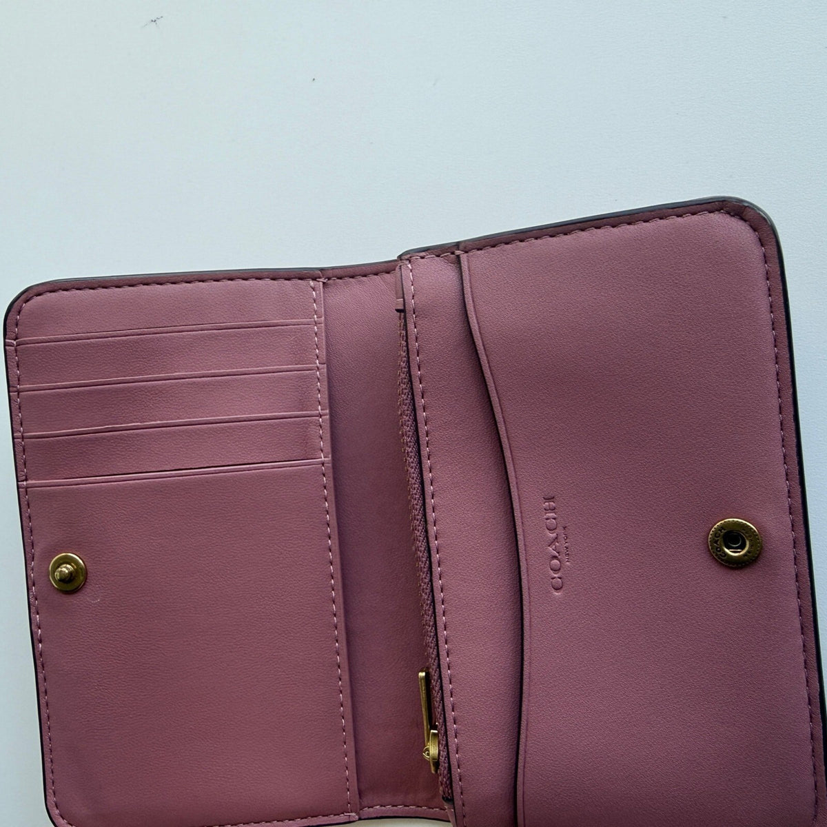 Coach Essential Slim Card Case Peony Pink Leather Wallet CR990