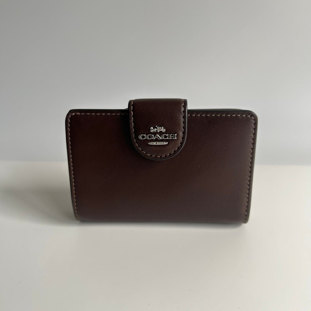 Coach Medium Corner Zip Wallet Maple Leather CR791 Bifold Organizer