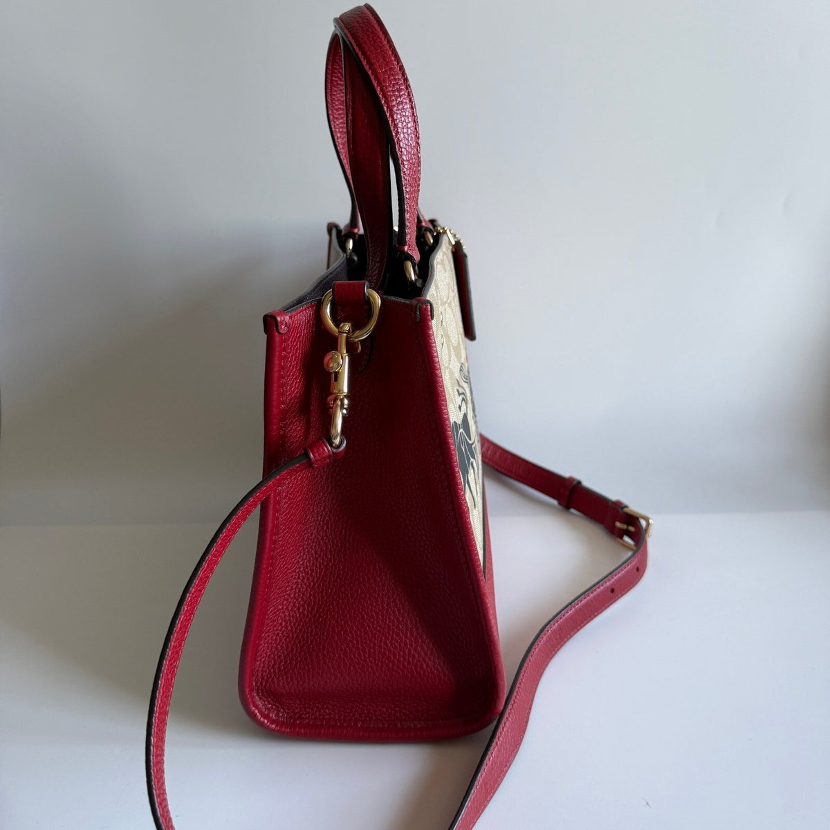 Coach Dempsey Carryall Khaki Red Signature Canvas Tote C2181 Lunar New Year Ox