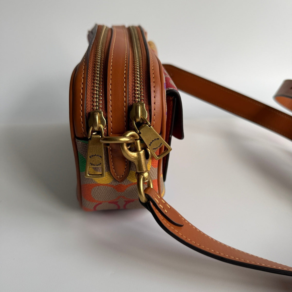 Coach Pride Willow Camera Bag Rainbow Tan Multi Canvas Crossbody C5143