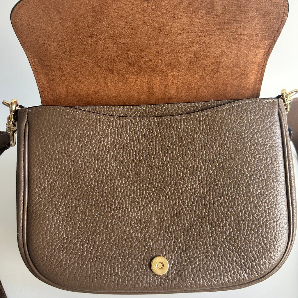 Coach Amelia Saddle Bag Dark Stone Pebbled Leather Crossbody CP107