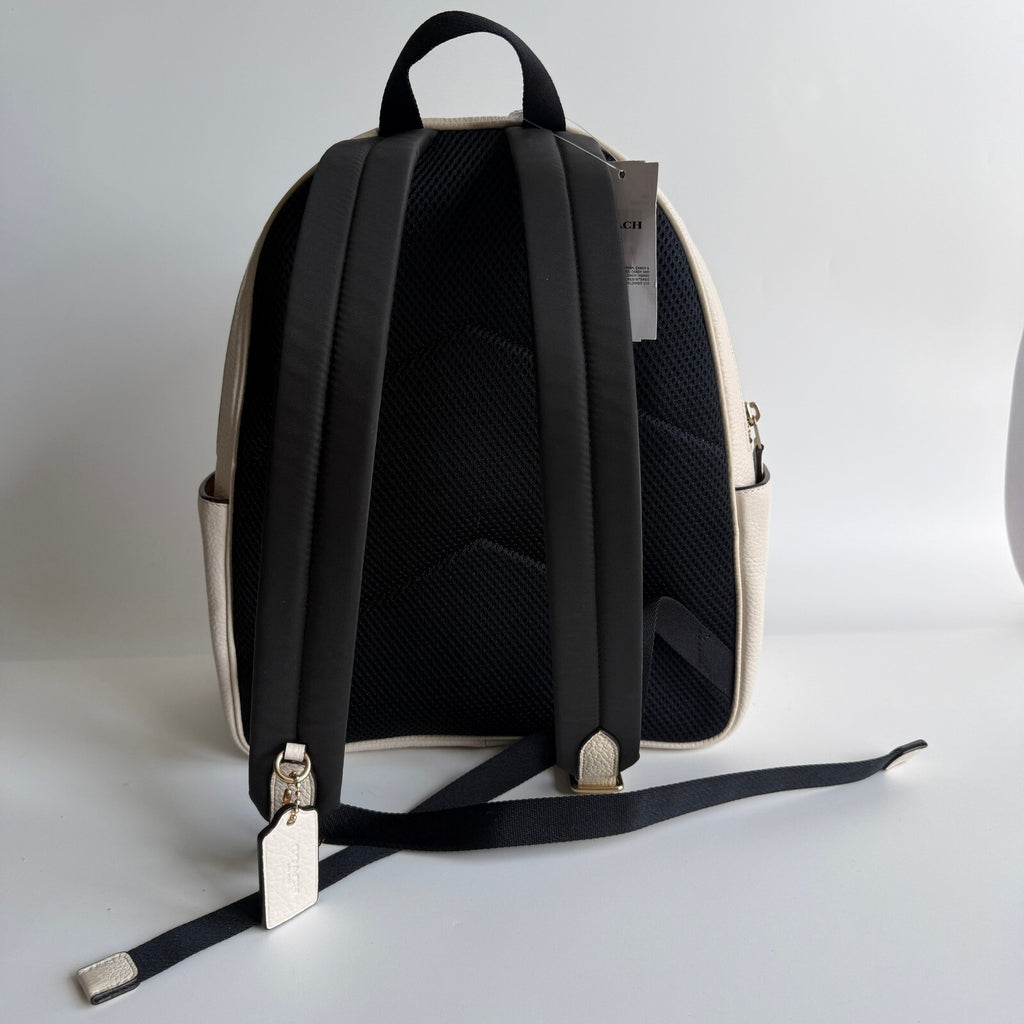 Coach Court Backpack Chalk White Pebble Leather Bag 5666